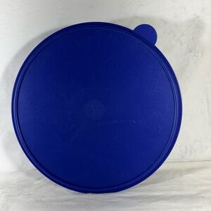 Vintage Round Tupperware cupcake Storage Container with Blue Lid